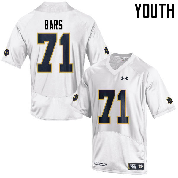 Youth #71 Alex Bars Notre Dame Fighting Irish College Football Jerseys-White - Click Image to Close
